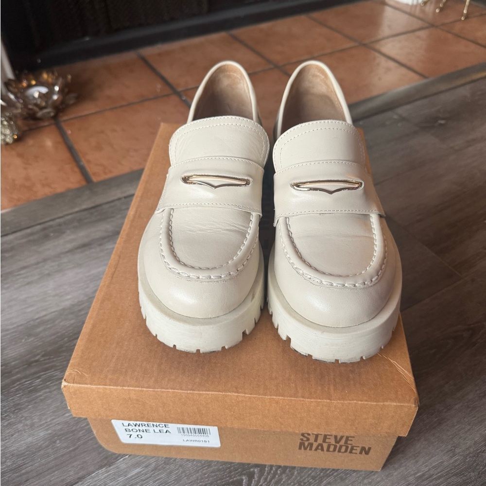 Steve Madden Off-White Platform Loafers